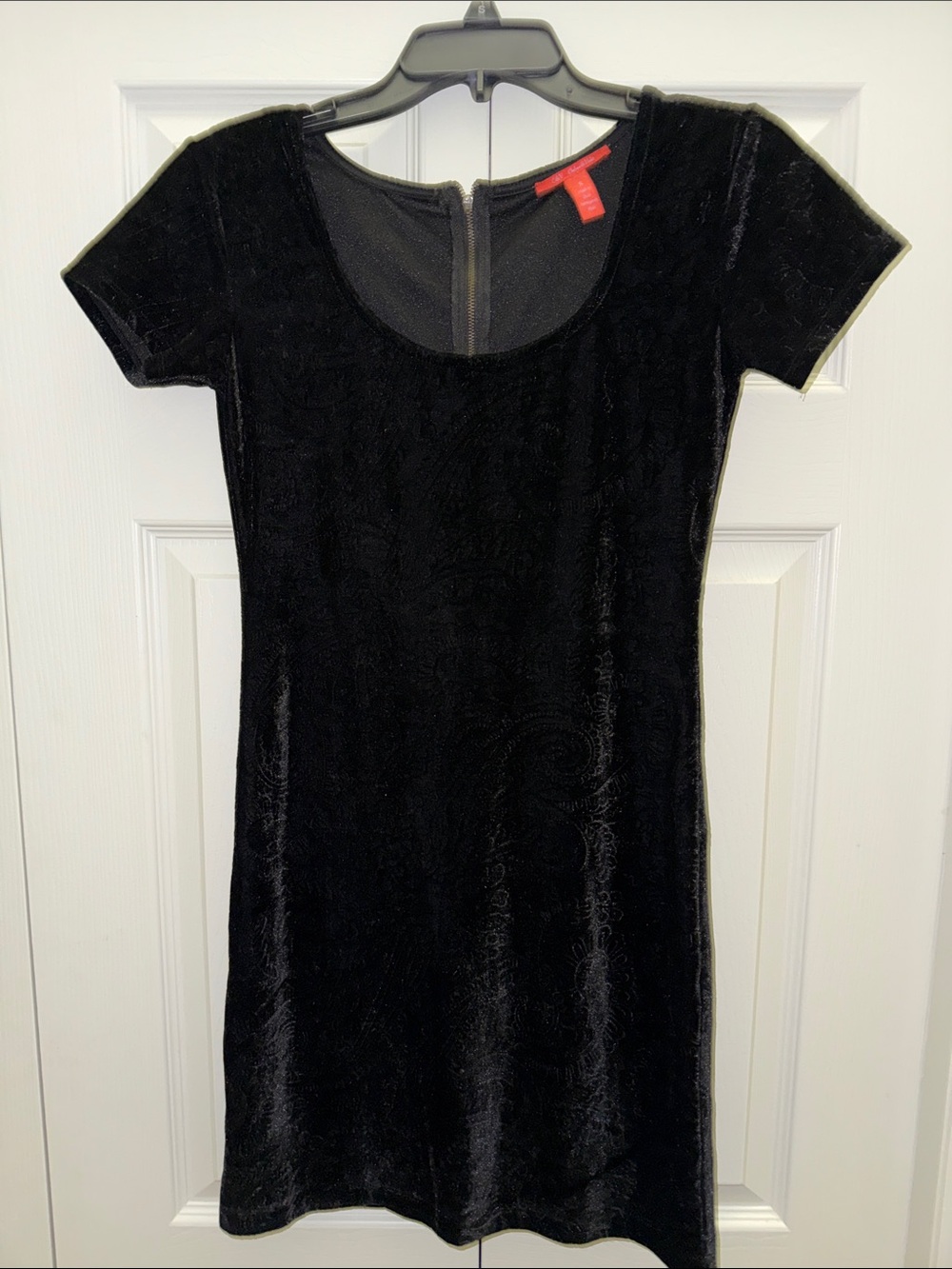 Chelsea & Violet Black Velvet Mini Dress with Scoop Neck
